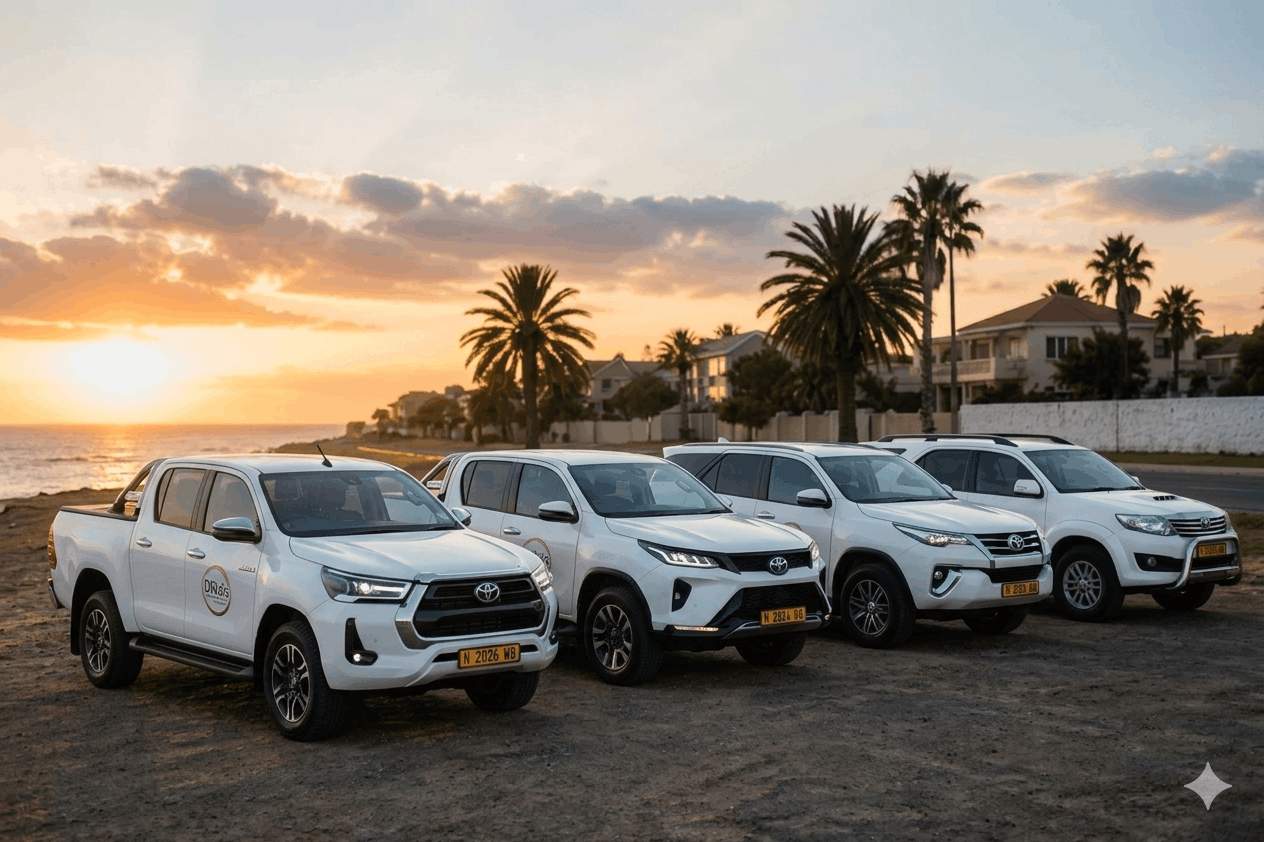 Chika's Toyota Fortuner on the Namibian coast
